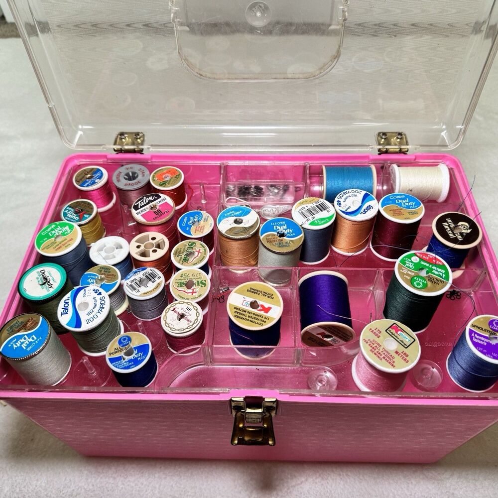 Huge Vintage Sewing Notions Lot Kit Case Singer Assorted Needles & Thread - Picture 2 of 14